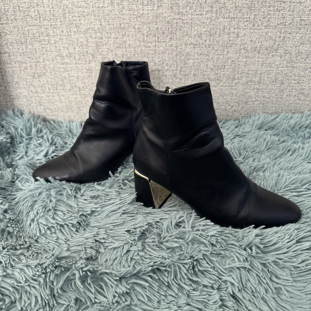 ZARA Black Block Heel Ankle Boots 37‎